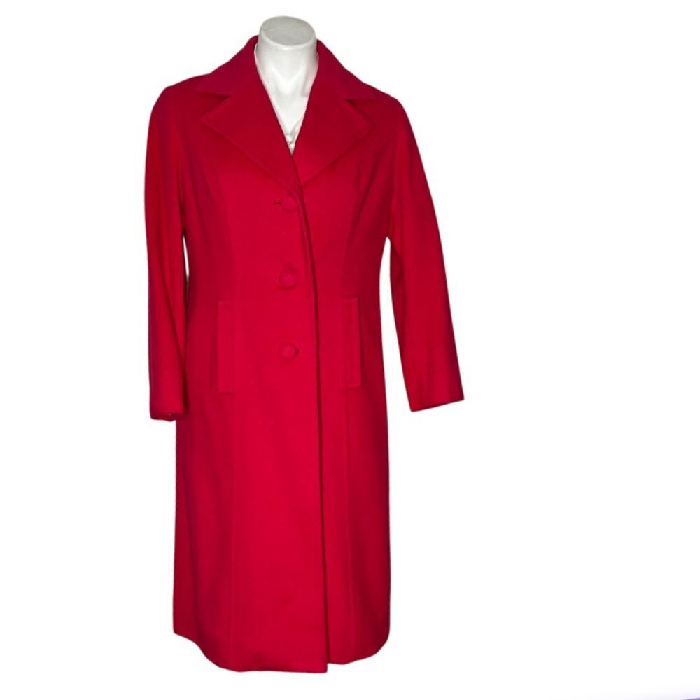 PETER PAN Tailors Red Coat Midi Lined Handmade Womens Small VINTAGE Hong Kong